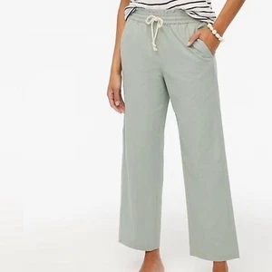 J. Crew Factory Linen Cotton Blend Wide Leg Paperbag Pants Sage Green Size 6 - Picture 1 of 10