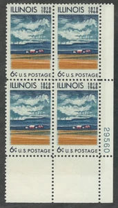 Scott#1339...6 Cent...Illinois... 4 Plate Blocks - Picture 1 of 1