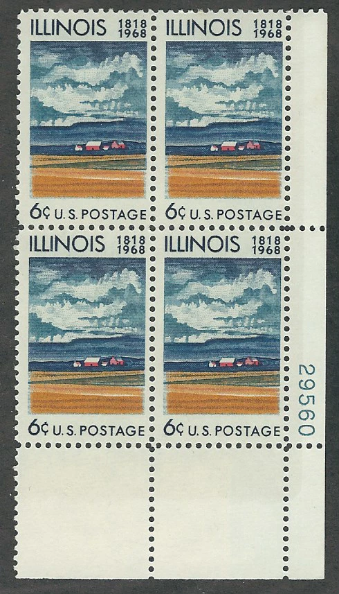 Scott#1339...6 Cent...Illinois... 4 Plate Blocks - Image 1 of 1