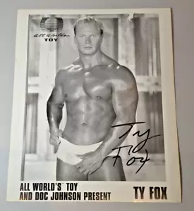 VTG All World's Toy & Doc Johnson Present TY Fox Gay Pornstar Signed Photo Jock - Picture 1 of 11