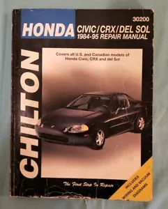 Chilton • Honda Civic CRX Del Sol 1984-95 • Service Repair Manual • 30200 - Imagen 1 de 4