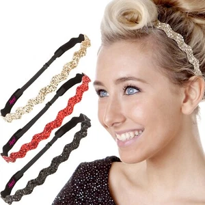 3-Pack Glitter Wave Adjustable Non-Slip Headbands for Women Girls Teens - Picture 1 of 7