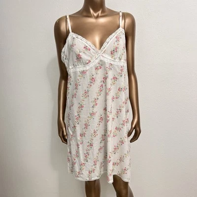 De Colección Laura Ashley Floral Babydoll Algodón Césped Quimise Slip Camisón Corto Encaje M Foto 1 de 4