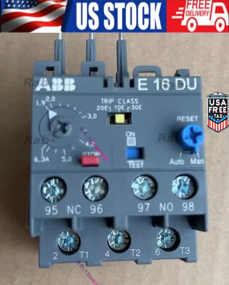ABB Electronic Overload Relay E16DU-6.3 E16DU6.3 ;10093221 US Free TAX - Image 1 of 1