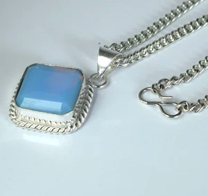 Natürlicher 32,95 Karat Himmelblauer Welo Opal Smaragdschliff Edelstein Zertifiziert Anhänger - Bild 1 von 9