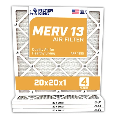 Filtro de aire Filter King 20x20x1 PACK DE 4 MERV 13 tamaño real 19,5 x 19,5 x 0,75" Foto 1 de 4