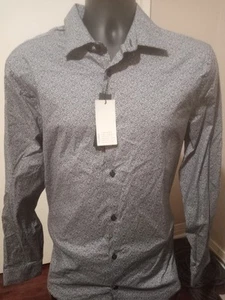 NWT Perry Ellis Button Shirt Men Large L Stretch Geometric Print Long Sleeve New - Picture 1 of 12