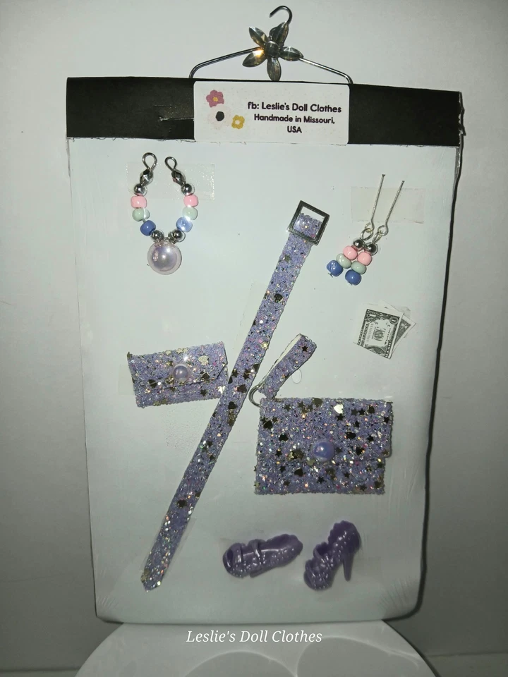 6 Pc Bling Lavender Iridescent Accessory Pack Fits 11.5" Dolls - Image 1 of 1