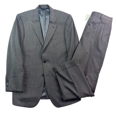 Jos A Bank 42L 36x32 Gray Herringbone 2pc Pant Suit Wool Signature Collection - Image 1 of 4