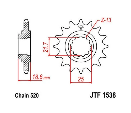 JT Front Sprocket 520 15T #JTF1538.15 fits Kawasaki ZR750K Z750S 2005-2006 - Image 1 of 1