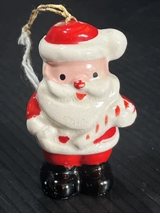 Vintage Keramik Weihnachtsmann Ornament bemalt 2" Zoll Retro Urlaub Mitte Cent - Bild 1 von 8