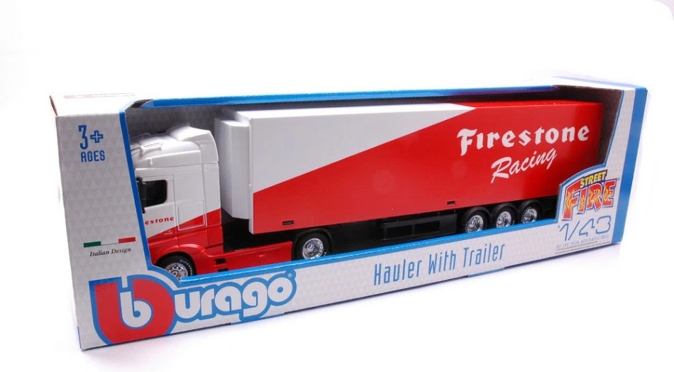 Modellino camion scala 1:43 Burago MERCEDES ACTROS GIGASPACE FIRESTONE RACING - Immagine 1 di 1