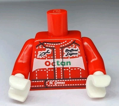 NEW LEGO® Minifigure Torso Octan Logo Racing Suit with White Hands Part - Image 1 of 2
