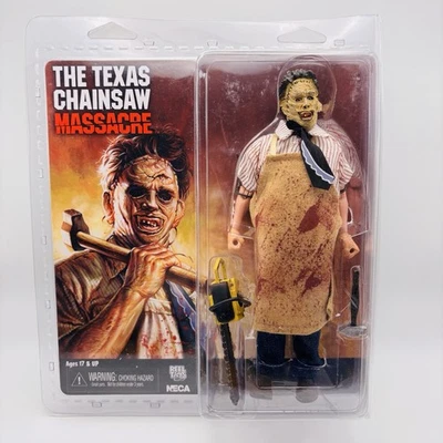 Figura de acción retro de tela NECA Texas Chainsaw Massacre Leatherface 8′′ sellada nueva en caja Foto 1 de 4