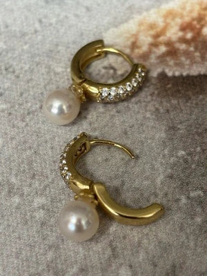 The Ultimate Huggies 6.2mm Mikimoto repurposed Pearls, Perfect Earrings For YOU - Image 1 of 4