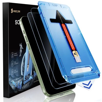 Paquete de 2 protectores de pantalla de vidrio templado MAGIC JOHN para iPhone 17 17 Pro Max Plus Foto 1 de 4