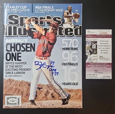 Bryce Harper SIGNED First Sports Illustrated SI Newsstand Copy 6/8/09 JSA Cert - Image 1 of 4