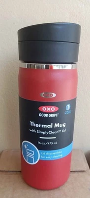 Taza de café de viaje OXO Good Grips 16 oz con tapa a prueba de fugas SimplyClean terracota Foto 1 de 3