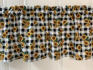 Handarbeit Bauernhaus SONNENBLUME Fenster Volant Vorhang gelb Landhaus Blume - Bild 1 von 4