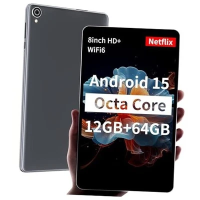  【2025 Android 15 Tablet M8 Tablet 8 inch，8 core CPU, 12GB+64GB，2TB Gray - Image 1 of 4