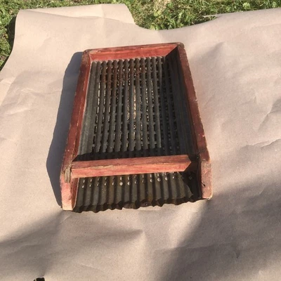 Antique Red wood & wire grain berry sifter  old farm hand Very Well Made - Image 1 of 4