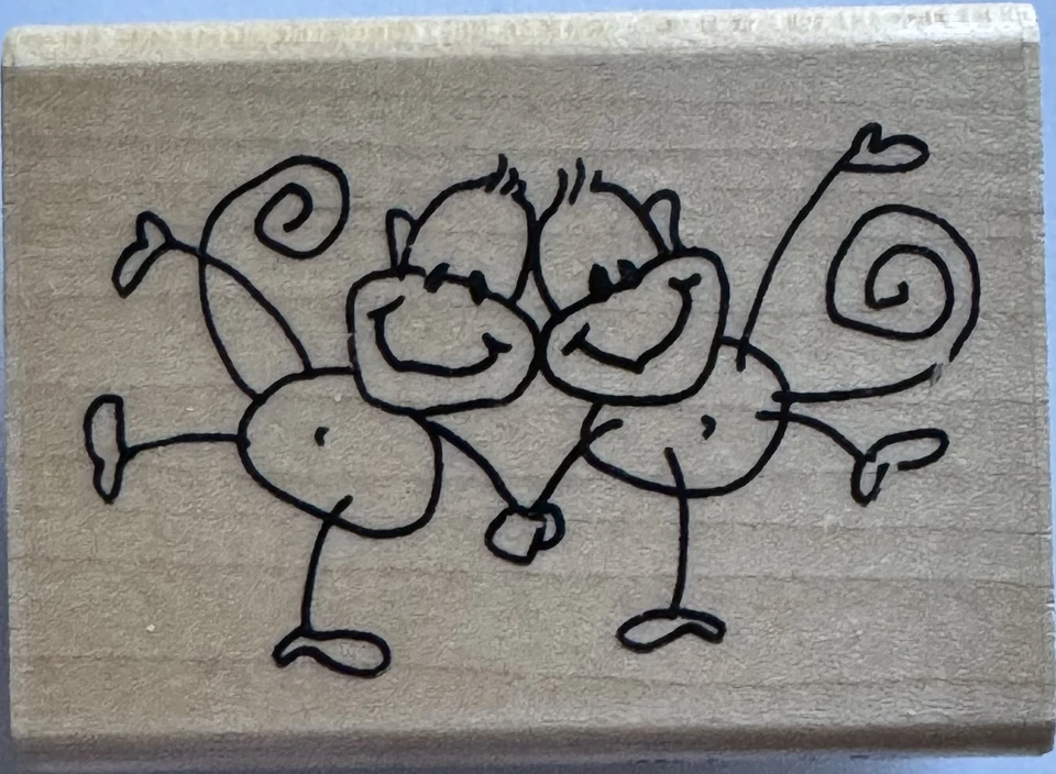 Stampendous! Rubber Stamp Love Monkeys Valentines Day Heart Friends Romance Used - Image 1 of 4