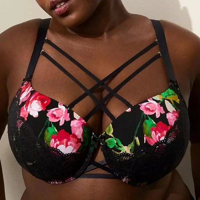 Sujetador Lane Bryant Cacique con tiras Boost Balconette 46DD *Besos de rosa* ¡NUEVO CON ETIQUETAS! Foto 1 de 3