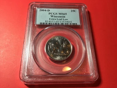 2004 D PCGS MS 65 Extra Low Leaf Error Quarter  Scarce in this Grade !! - Image 1 of 2