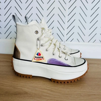 ⭐Converse запустить звезда похода Hi платформе 6,5 мужские туфли бежевый фиолетовый кроссовок A09796C⭐ - Изображение 1 из 4