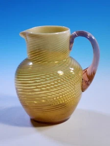 Antique Victorian Yellow swirl Opalescent Hand Blown Pitcher rare 5.5" High - Picture 1 of 10