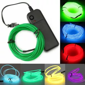 1M-5M Neon LED Light Glow EL Wire String Strip DIY Rope Tube Car Party Bar Decor - Picture 1 of 32