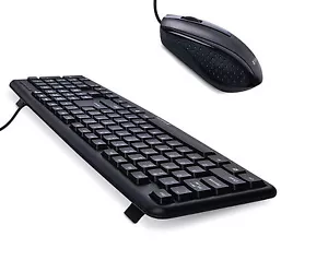 Wired Comfortable Quiet USB Full Size Corded Keyboard and Mouse for PC/MAC Black - Picture 1 of 7