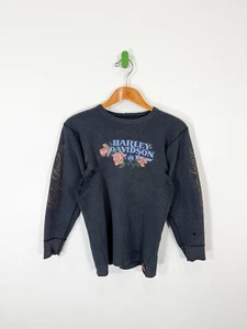 Vintage 80er Harley Davidson Shirt Erwachsene S Thermo Waffelstrick LS California - Bild 1 von 6