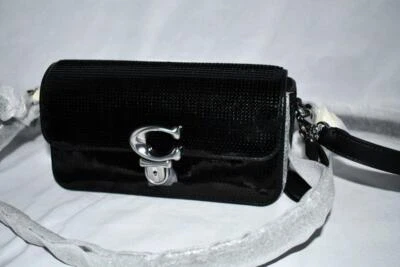 COACH Studio Baguette Sequin Shoulder Crossbody Bag in Black #CM428 LHBLK NWT - Image 1 of 4