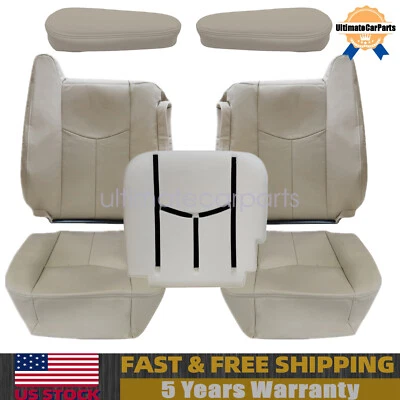 For 03-06 GMC Yukon Front Bottom & Back Leather Seat Cover Tan & Foam Cushion - Image 1 of 4