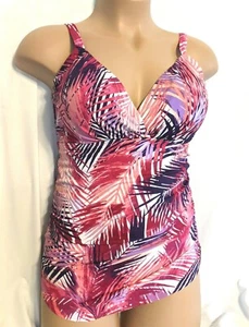 Swimsuits For All Shore Club Womens 18 Pink Tummy Control Skirted Front Swimsuit - Picture 1 of 5