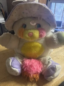 Vintage Mattel Baby Bibsy Popples Plush White Stuffed Animal 1986 Bonnet 12" - Picture 1 of 7