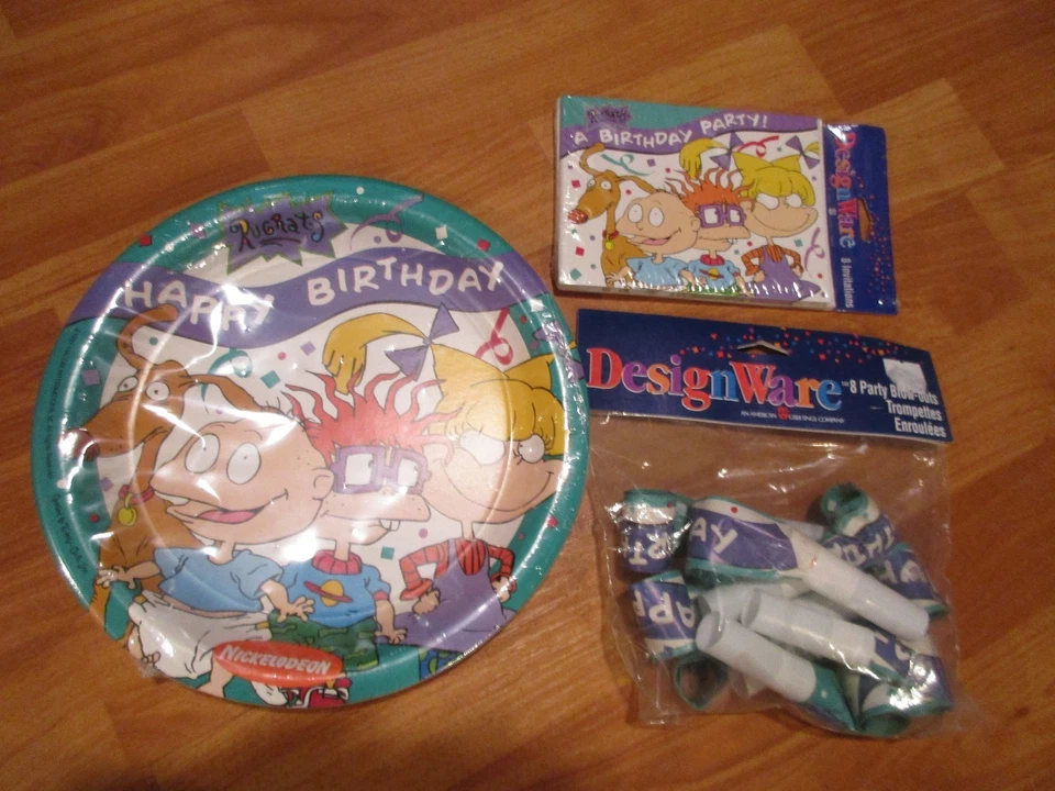 Vintage 1997 Rugrats Birthday Party Supplies 3pc Lot DesignWare