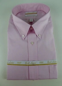 Roundtree & Yorke Gold Label Non Iron EZ Wash Pinpoint Cotton Dress Shirt NWT - Picture 1 of 15