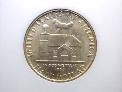 1936 Commemorative *DELAWARE* Half Dollar 50c NGC MS63 #016 Old FATTY Holder BU - Image 1 of 4
