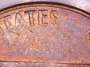 1966 Lincoln Cent Grease Strike Through Reverse Penny Error! Missing Letters! - Picture 1 of 7