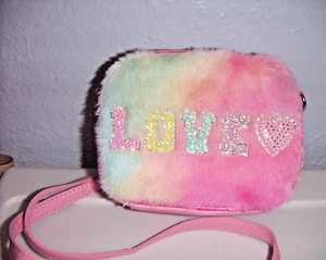 Miss Gwen’s OMG Accessories GIRL'S FAUX FUR PURSE LOVE, HEART, STRAP, ZIPPER. - Picture 1 of 19