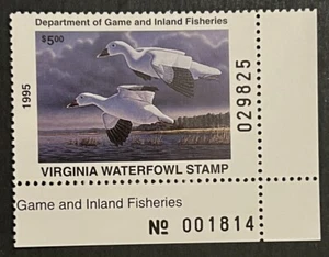 Travelstamps: 1995 Virginia State Duck Stamp - $5 - Mint MNH OG Numbered - Picture 1 of 5
