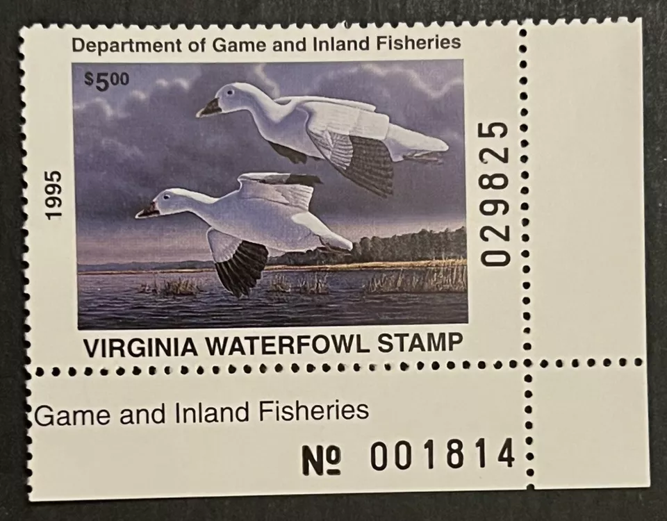 Travelstamps: 1995 Virginia State Duck Stamp - $5 - Mint MNH OG Numbered - Image 1 of 4