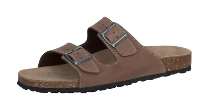 Genuine Leather Mens Mules Nubuck Leather Sandals Cork Sole Footbed Slippers - Image 1 of 4