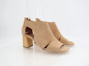 Donald J Pliner Perra Women's 9 Shoes Brown Suede Slip On Zip Block Heel Sandals - Picture 1 of 10