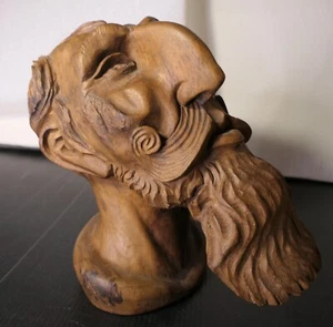 HAND CARVED WOODEN SCULPTURE BUST OF SPANISH FICTIONAL DON QUIXOTE MAN LA MANCHA - Picture 1 of 10