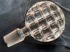 Vtg Round Pink Glass Perfume Bottle Deco Checkerboard Stopper Replacement - Picture 1 of 7