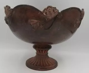 Vintage Metal Rustic Bowl with Ornate Floral Design with Classic Pedestal Stand - Picture 1 of 13