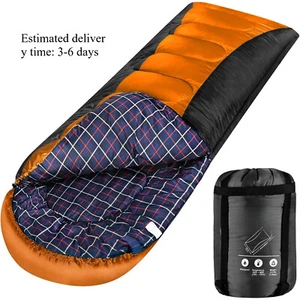 Flannel Winter All Seasons Sleeping Bag 210T Polyester (High Quality Material) - Picture 1 of 6
